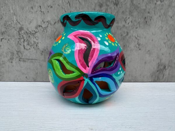 Candleholder Hand-Painted Mexican Clay - Artisan Crafted, Unique Decor, Traditional Pottery, Handmade Gift, Rustic Home Accent, Artisanal - Image 4