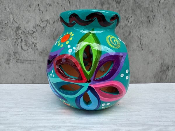 Candleholder Hand-Painted Mexican Clay - Artisan Crafted, Unique Decor, Traditional Pottery, Handmade Gift, Rustic Home Accent, Artisanal - Image 5