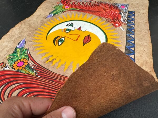 Sun & Moon painting painted on amate paper, original amate paintings in Mexican art, acrylic painting / Mexican painting authentic artisans - Image 5