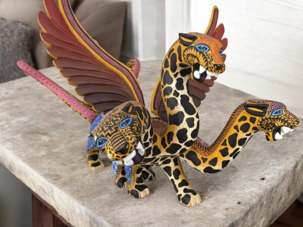 BIG Nahualt Jaguar-Dragon-Eagle  Statue Alebrije Sculpture Of Mexican Folk Art, Lion Carved Wood As A Mexican Decorative Figure Hand Made - Image 3