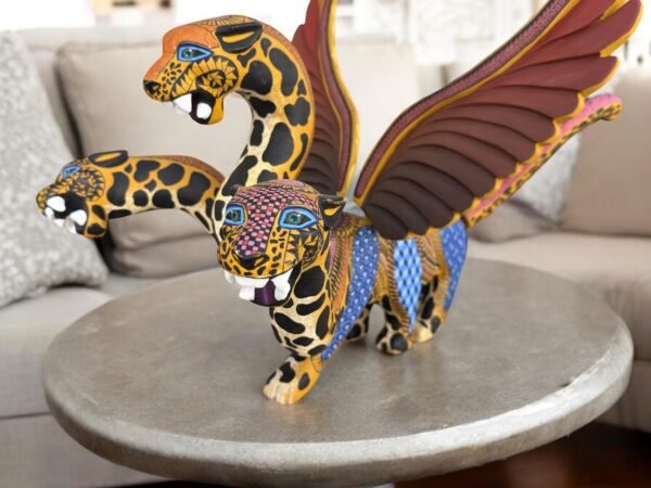BIG Nahualt Jaguar-Dragon-Eagle  Statue Alebrije Sculpture Of Mexican Folk Art, Lion Carved Wood As A Mexican Decorative Figure Hand Made - Image 4