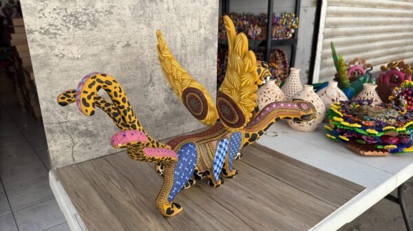 BIG Nahualt Jaguar-Dragon-Eagle  Statue Alebrije Sculpture Of Mexican Folk Art, Lion Carved Wood As A Mexican Decorative Figure Hand Made - Image 6