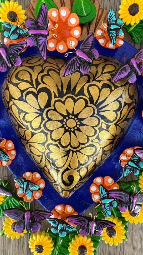 Large Mexican decoration, Mexican heart, Heart wall hanging, Decorative heart, Rustic heart decor, Heart statue - Image 4