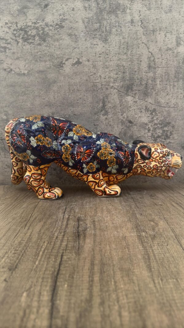 Talavera Jaguar Handcrafted Sculpture - Vibrant Traditional Mexican Art from Puebla Mexico- Unique Ceramic Decor for Home or Office - Image 4