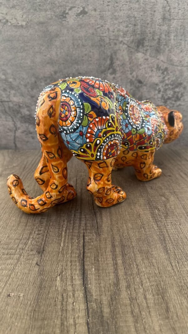Talavera Jaguar Handcrafted Sculpture - Vibrant Traditional Mexican Art from Puebla Mexico- Unique Ceramic Decor for Home or Office - Image 5