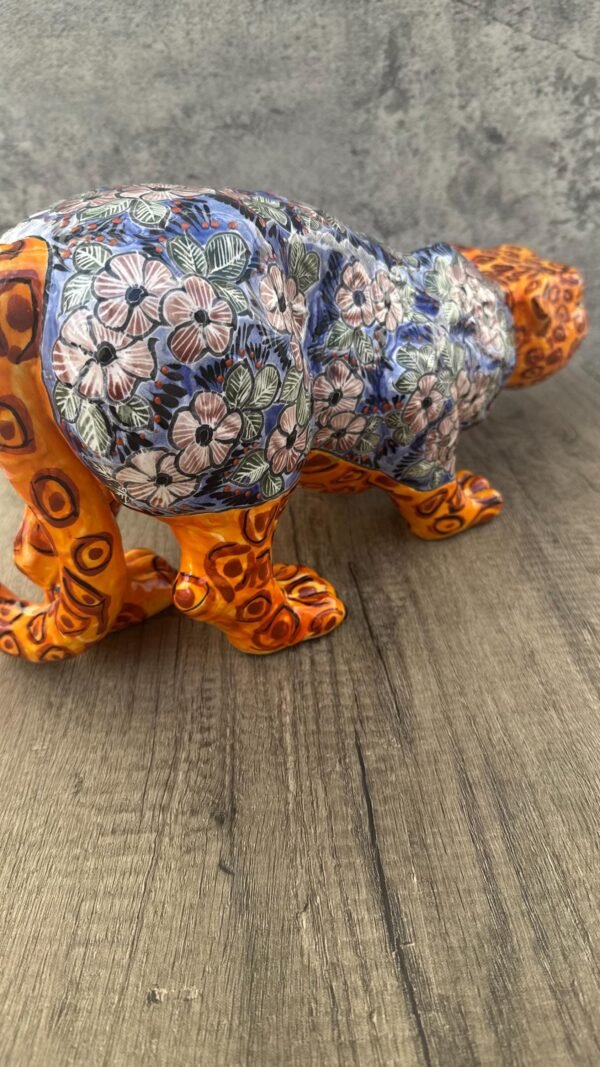 Talavera Jaguar Handcrafted Sculpture - Vibrant Traditional Mexican Art from Puebla Mexico- Unique Ceramic Decor for Home or Office - Image 4