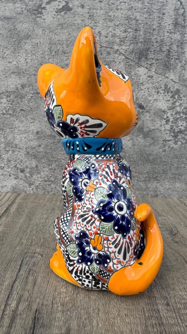 Talavera Cat, Ceramic Cat, Talavera Pottery, Puebla Mexican Pottery, Cat Statue, Cat Sculpture Figurine Hand painted Artisans - Image 4
