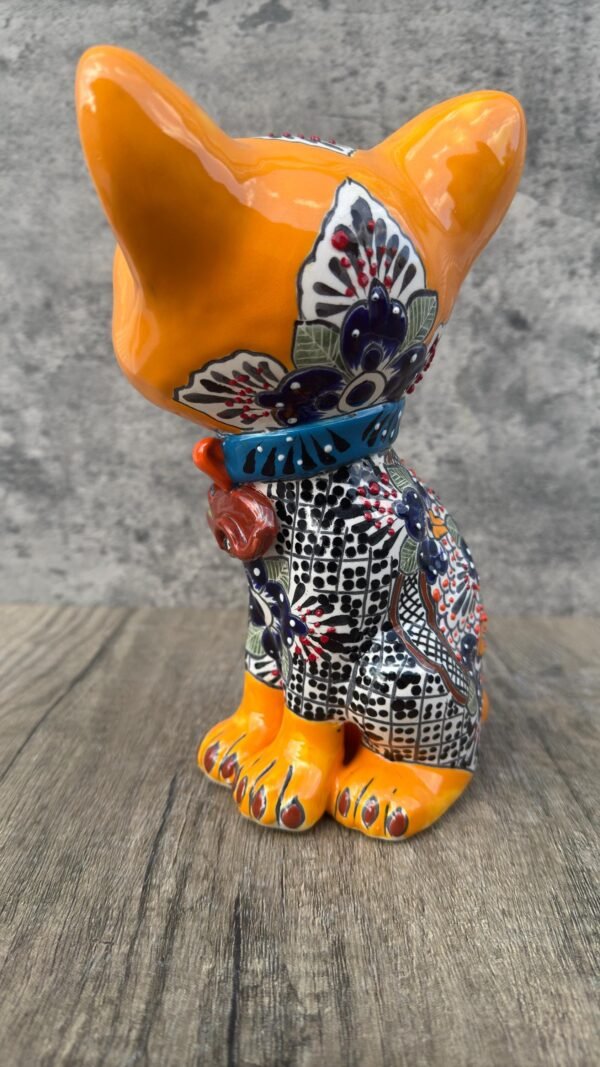 Talavera Cat, Ceramic Cat, Talavera Pottery, Puebla Mexican Pottery, Cat Statue, Cat Sculpture Figurine Hand painted Artisans - Image 5