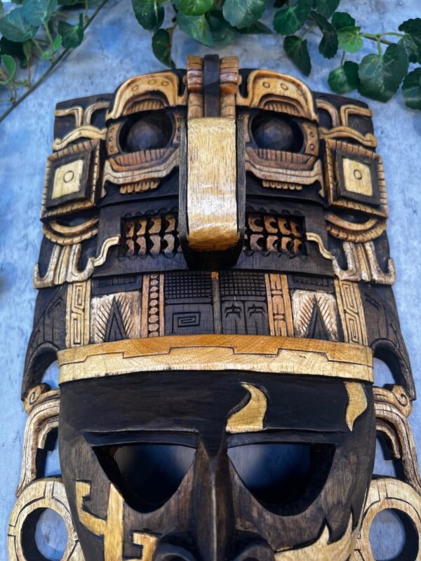 Prehispanic Wooden mask, Mayan culture, Mexican wall art, Hand carved ASK FOR CUSTOMIZE - Image 3