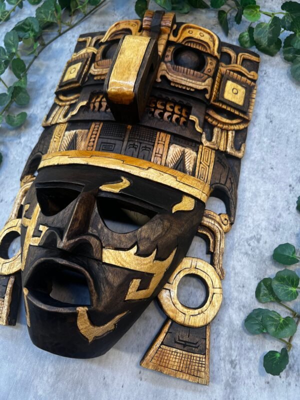 Prehispanic Wooden mask, Mayan culture, Mexican wall art, Hand carved ASK FOR CUSTOMIZE - Image 5