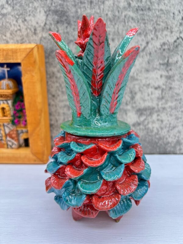Mexican pottery, Pineapple decor, Mexican decoration, Pineapple sculpture, Glazed clay pineapple, Pottery from Michoacan - Image 3