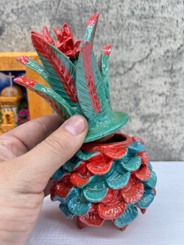 Mexican pottery, Pineapple decor, Mexican decoration, Pineapple sculpture, Glazed clay pineapple, Pottery from Michoacan - Image 4