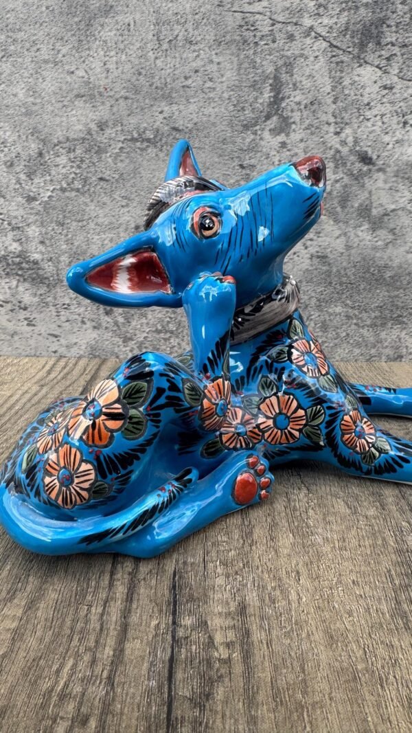 Talavera Xoloitzcuintle, Ceramic dog, Talavera Pottery, Authentic Puebla Mexico Pottery, Xolo Statue, Dog Sculpture Xoloitzcuintle - Image 3