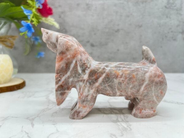 Dog sculpture, Stone Puppy, Marble  Animal, Natural Genuine Rock  And Hand Carved. Home Decor - Image 4