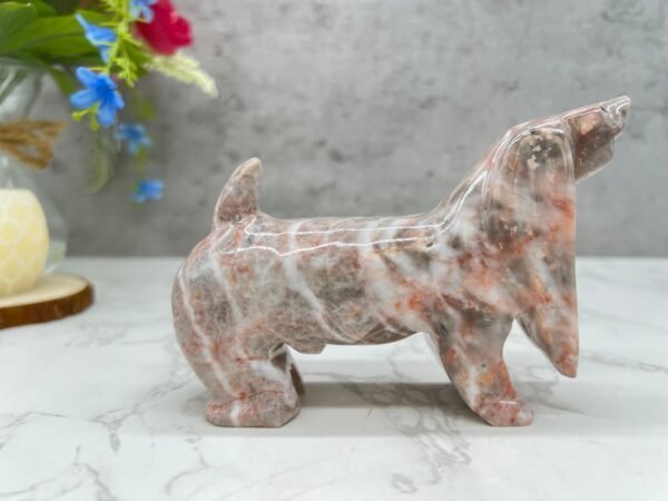Dog sculpture, Stone Puppy, Marble  Animal, Natural Genuine Rock  And Hand Carved. Home Decor - Image 5