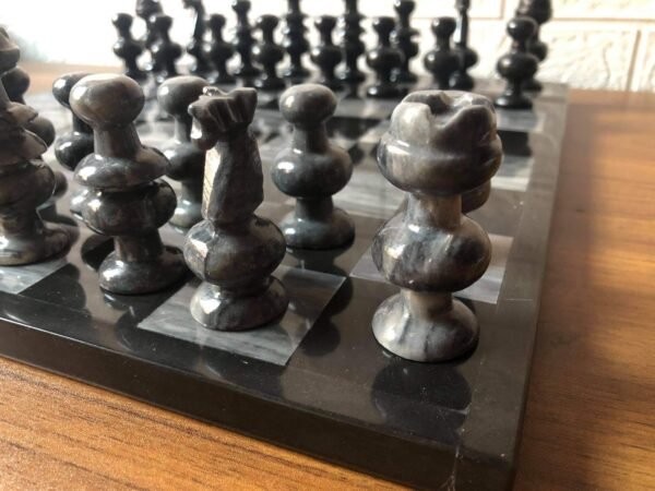 LARGE Chess set 13.77” x 13.77”, Marble Chess set in black and gray, Stone Chess Set, Chess set handmade - Image 7