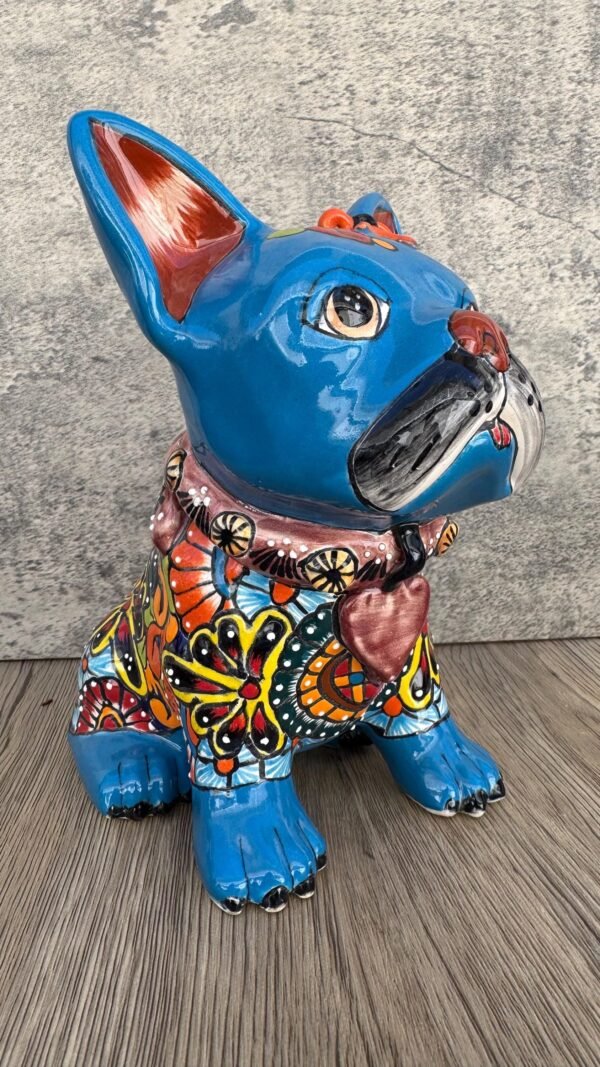 Talavera French Bulldog, Ceramic dog, Talavera pottery, Mexican pottery, French Bulldog statue, Dog sculpture - Image 3