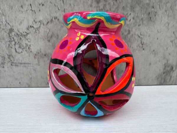 Candleholder Hand-Painted Mexican Clay - Artisan Crafted, Unique Decor, Traditional Pottery, Handmade Gift, Rustic Home Accent, Artisanal - Image 3