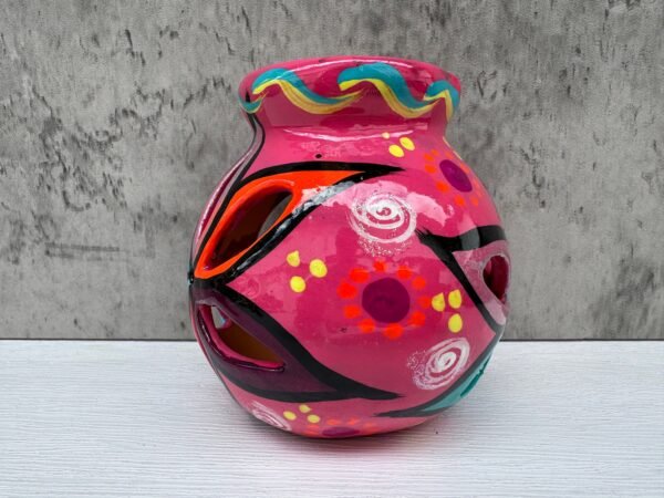 Candleholder Hand-Painted Mexican Clay - Artisan Crafted, Unique Decor, Traditional Pottery, Handmade Gift, Rustic Home Accent, Artisanal - Image 4