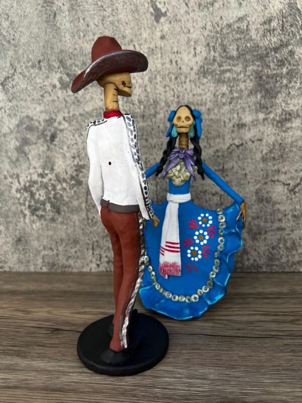 Couple (2) 10.5” Catrinas, Frida Kahlo Doll, Day of the dead, Human skeleton, Mexican decorations, Sugar skull Michoacan Made of Clay - Image 3