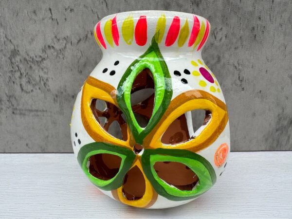 Candleholder Hand-Painted Mexican Clay - Artisan Crafted, Unique Decor, Traditional Pottery, Handmade Gift, Rustic Home Accent, Artisanal - Image 3