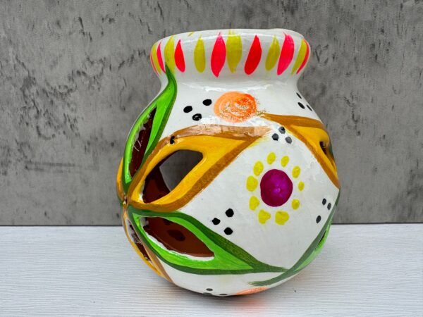 Candleholder Hand-Painted Mexican Clay - Artisan Crafted, Unique Decor, Traditional Pottery, Handmade Gift, Rustic Home Accent, Artisanal - Image 4
