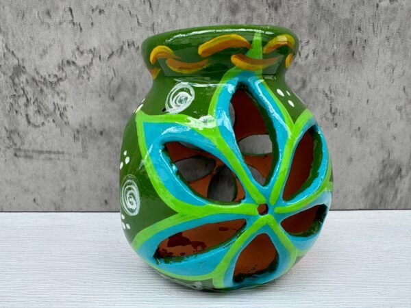 Candleholder Hand-Painted Mexican Clay - Artisan Crafted, Unique Decor, Traditional Pottery, Handmade Gift, Rustic Home Accent, Artisanal - Image 3