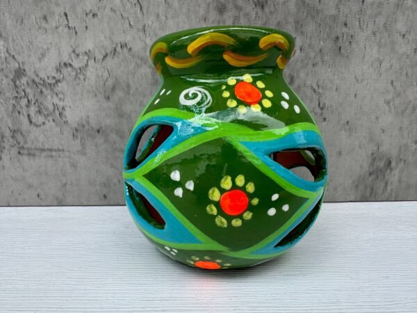 Candleholder Hand-Painted Mexican Clay - Artisan Crafted, Unique Decor, Traditional Pottery, Handmade Gift, Rustic Home Accent, Artisanal - Image 4