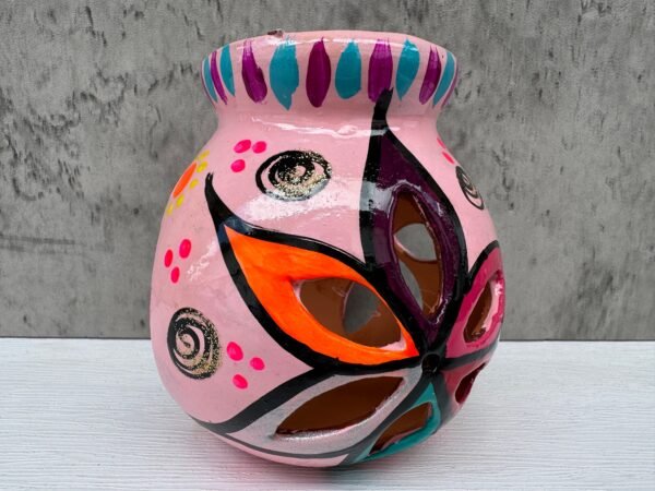 Candleholder Hand-Painted Mexican Clay - Artisan Crafted, Unique Decor, Traditional Pottery, Handmade Gift, Rustic Home Accent, Artisanal - Image 3