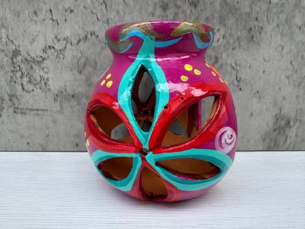 Candleholder Hand-Painted Mexican Clay - Artisan Crafted, Unique Decor, Traditional Pottery, Handmade Gift, Rustic Home Accent, Artisanal - Image 3
