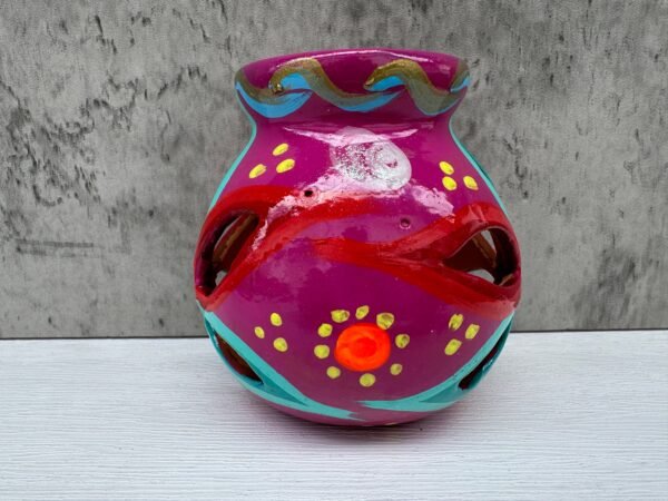 Candleholder Hand-Painted Mexican Clay - Artisan Crafted, Unique Decor, Traditional Pottery, Handmade Gift, Rustic Home Accent, Artisanal - Image 4