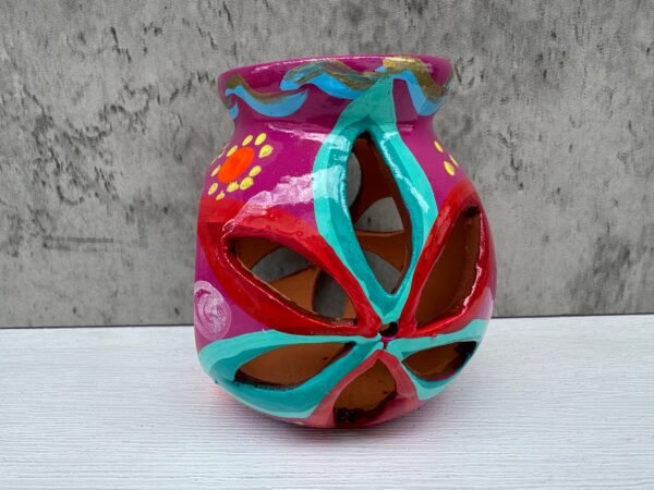 Candleholder Hand-Painted Mexican Clay - Artisan Crafted, Unique Decor, Traditional Pottery, Handmade Gift, Rustic Home Accent, Artisanal - Image 5