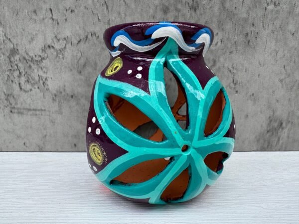 Candleholder Hand-Painted Mexican Clay - Artisan Crafted, Unique Decor, Traditional Pottery, Handmade Gift, Rustic Home Accent, Artisanal - Image 3