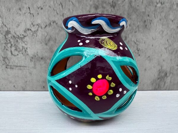 Candleholder Hand-Painted Mexican Clay - Artisan Crafted, Unique Decor, Traditional Pottery, Handmade Gift, Rustic Home Accent, Artisanal - Image 4