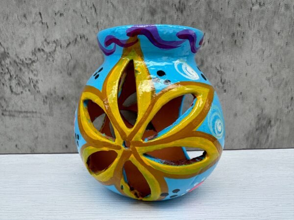 Candleholder Hand-Painted Mexican Clay - Artisan Crafted, Unique Decor, Traditional Pottery, Handmade Gift, Rustic Home Accent, Artisanal - Image 3