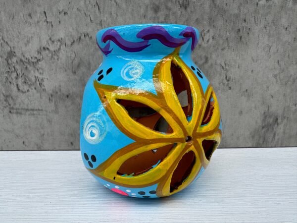 Candleholder Hand-Painted Mexican Clay - Artisan Crafted, Unique Decor, Traditional Pottery, Handmade Gift, Rustic Home Accent, Artisanal - Image 5