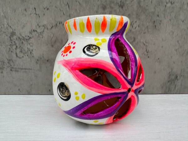 Candleholder Hand-Painted Mexican Clay - Artisan Crafted, Unique Decor, Traditional Pottery, Handmade Gift, Rustic Home Accent, Artisanal - Image 3