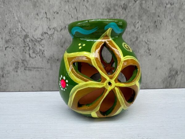 Candleholder Hand-Painted Mexican Clay - Artisan Crafted, Unique Decor, Traditional Pottery, Handmade Gift, Rustic Home Accent, Artisanal - Image 3