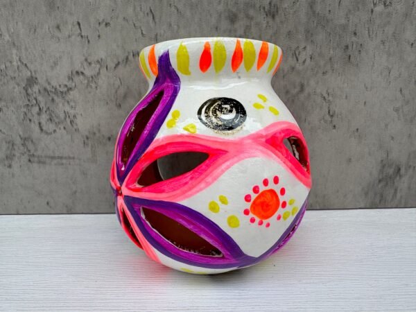 Candleholder Hand-Painted Mexican Clay - Artisan Crafted, Unique Decor, Traditional Pottery, Handmade Gift, Rustic Home Accent, Artisanal - Image 4