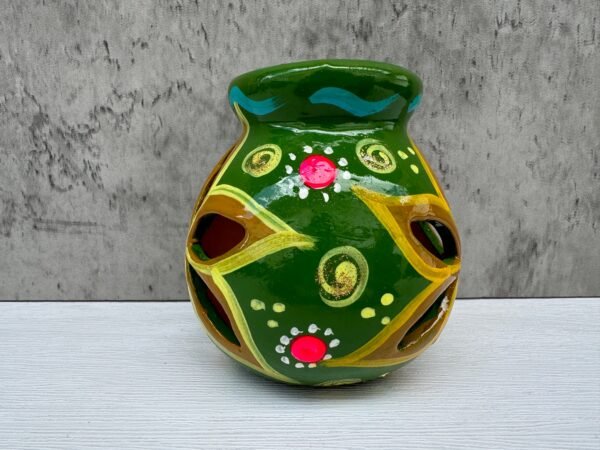Candleholder Hand-Painted Mexican Clay - Artisan Crafted, Unique Decor, Traditional Pottery, Handmade Gift, Rustic Home Accent, Artisanal - Image 4