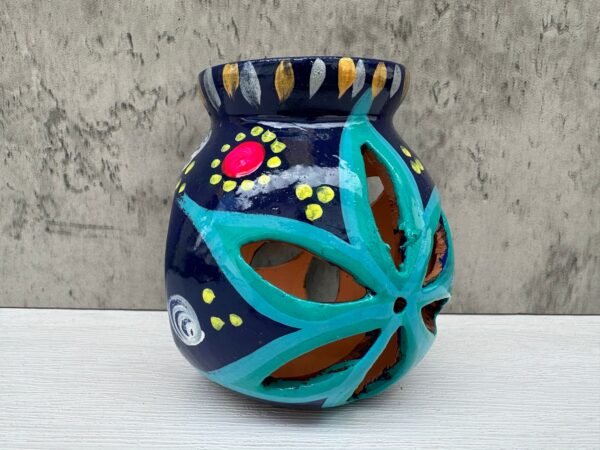 Candleholder Hand-Painted Mexican Clay - Artisan Crafted, Unique Decor, Traditional Pottery, Handmade Gift, Rustic Home Accent, Artisanal - Image 3