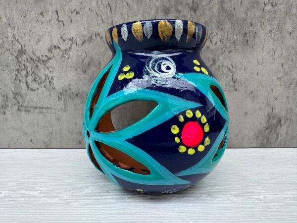 Candleholder Hand-Painted Mexican Clay - Artisan Crafted, Unique Decor, Traditional Pottery, Handmade Gift, Rustic Home Accent, Artisanal - Image 4