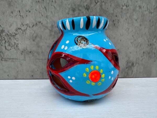 Candleholder Hand-Painted Mexican Clay - Artisan Crafted, Unique Decor, Traditional Pottery, Handmade Gift, Rustic Home Accent, Artisanal - Image 4