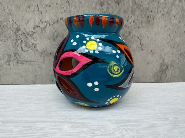 Candleholder Hand-Painted Mexican Clay - Artisan Crafted, Unique Decor, Traditional Pottery, Handmade Gift, Rustic Home Accent, Artisanal - Image 3