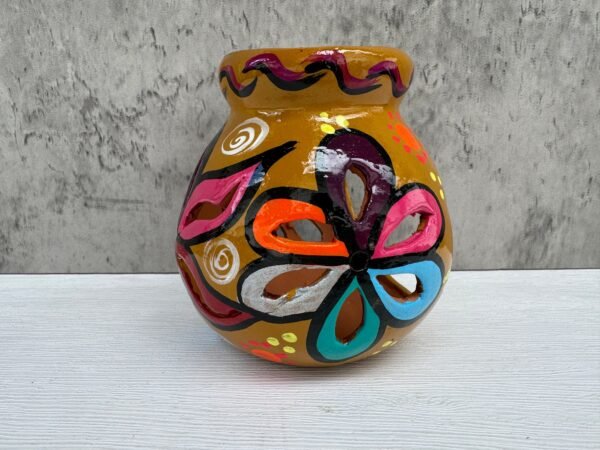 Candleholder Hand-Painted Mexican Clay - Artisan Crafted, Unique Decor, Traditional Pottery, Handmade Gift, Rustic Home Accent, Artisanal - Image 3