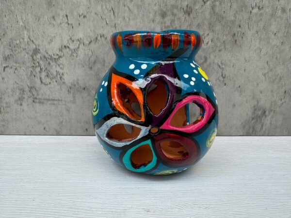 Candleholder Hand-Painted Mexican Clay - Artisan Crafted, Unique Decor, Traditional Pottery, Handmade Gift, Rustic Home Accent, Artisanal - Image 4