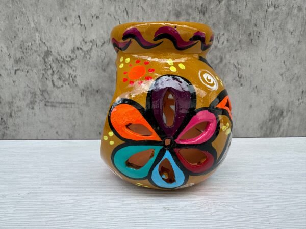 Candleholder Hand-Painted Mexican Clay - Artisan Crafted, Unique Decor, Traditional Pottery, Handmade Gift, Rustic Home Accent, Artisanal - Image 4