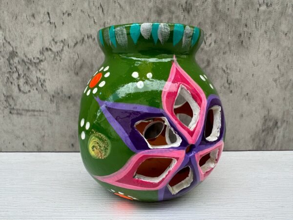 Candleholder Hand-Painted Mexican Clay - Artisan Crafted, Unique Decor, Traditional Pottery, Handmade Gift, Rustic Home Accent, Artisanal - Image 3