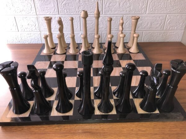 XL LARGE Chess set 16.53” x 16.53”, Marble Chess set in black and brown, Stone Chess Set, Chess set handmade, Italian design - Image 3