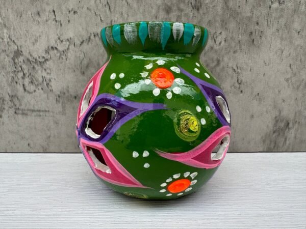 Candleholder Hand-Painted Mexican Clay - Artisan Crafted, Unique Decor, Traditional Pottery, Handmade Gift, Rustic Home Accent, Artisanal - Image 4